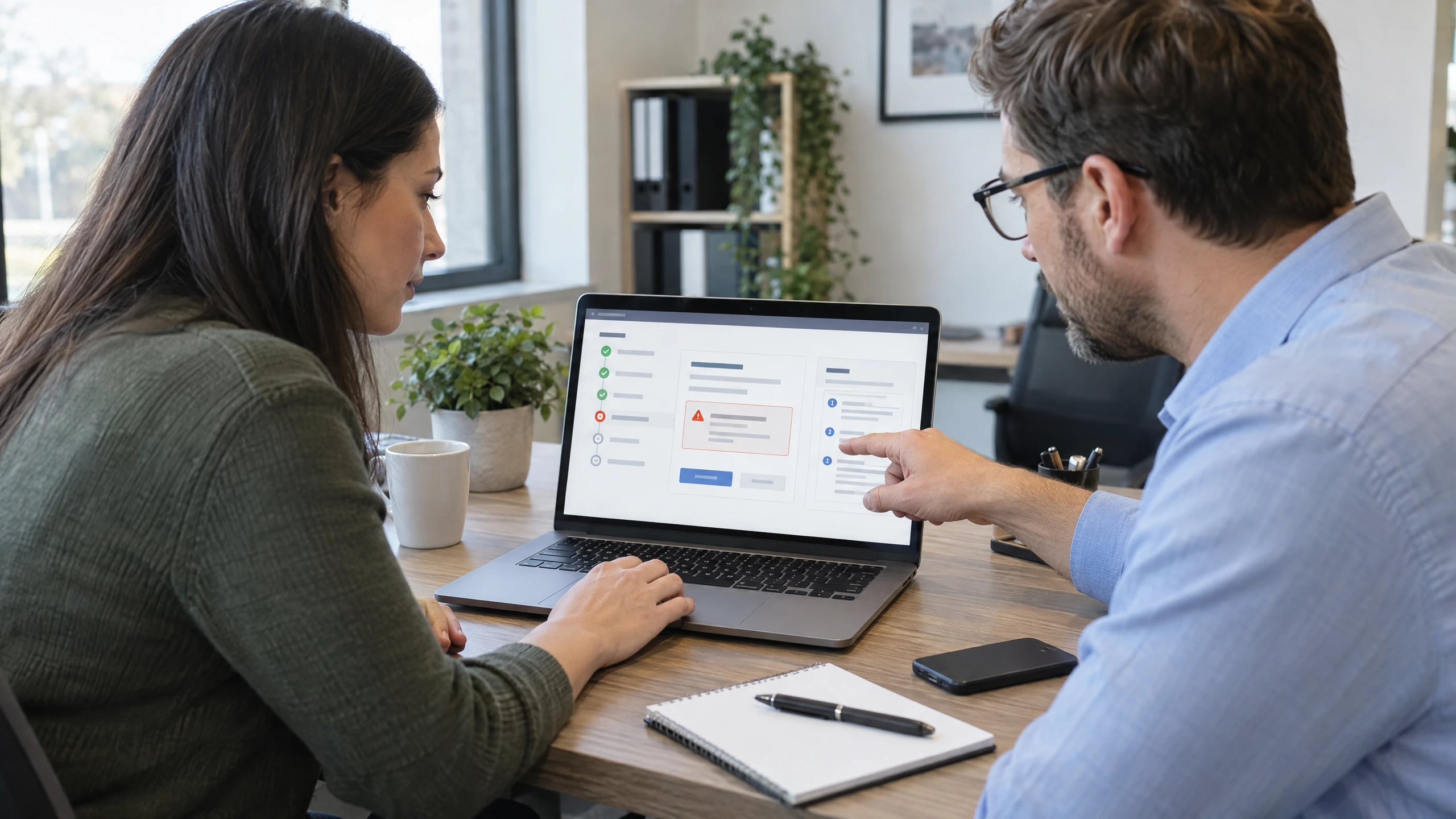 Support specialist guiding a user through a blocked generic business application workflow (illustrative)