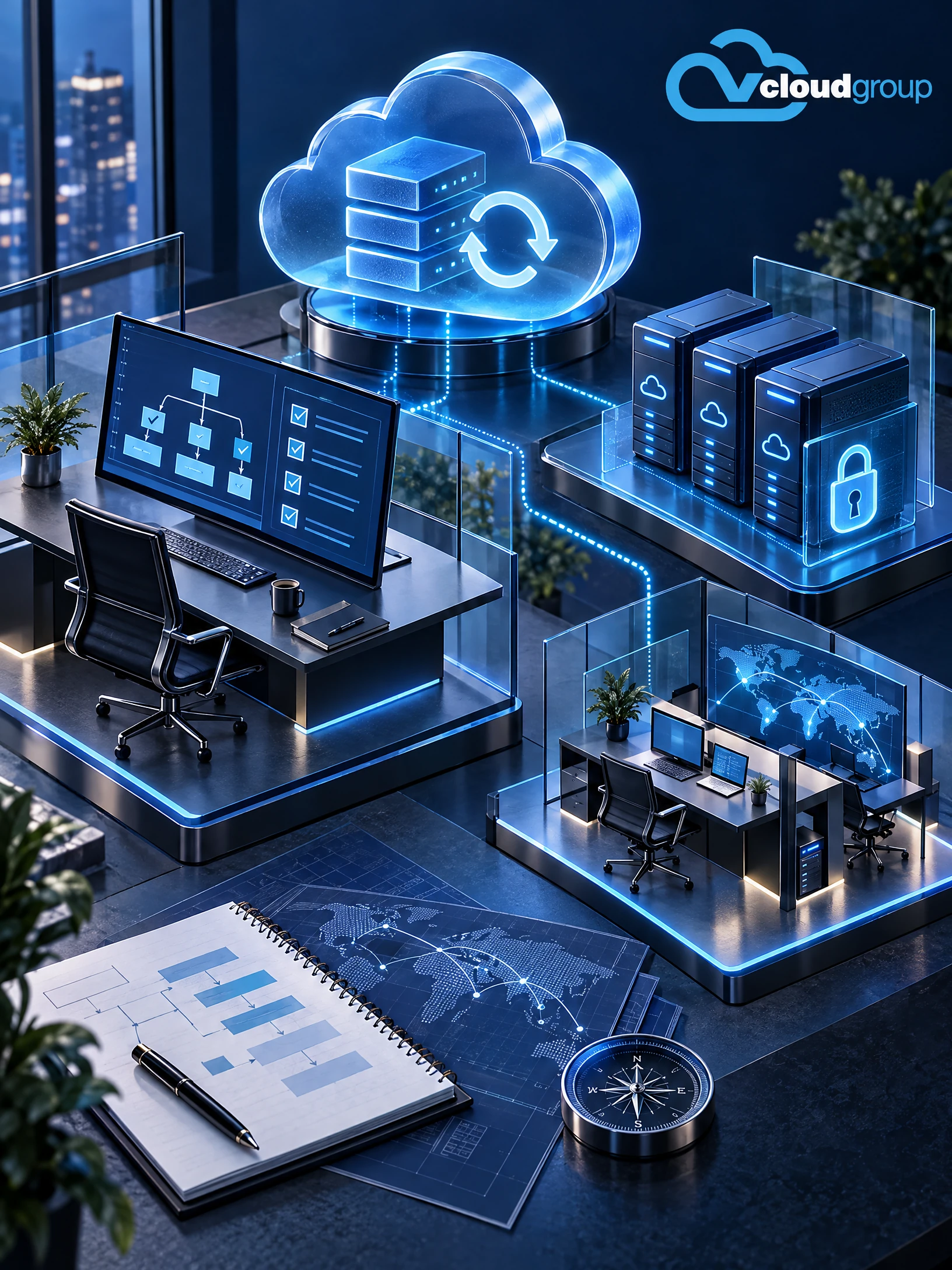 Conceptual portrait illustration of tailored continuity plan for Backup & Business Continuity