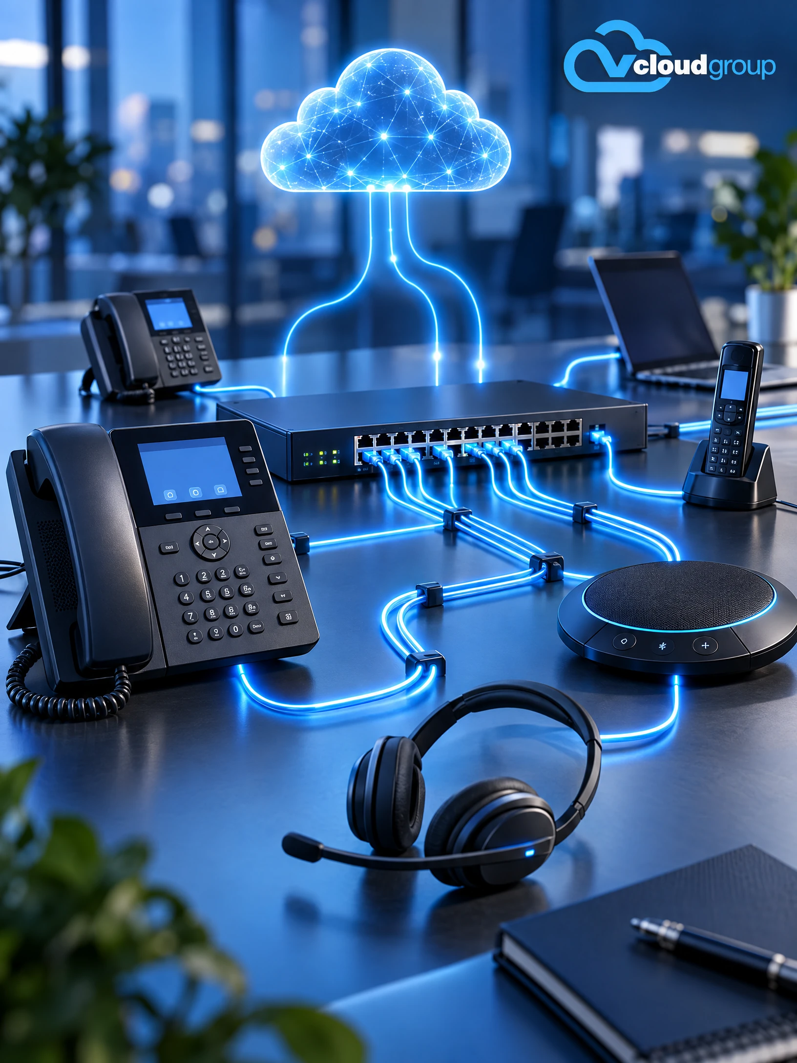 Conceptual portrait illustration of internet and network fit for Business Phone Systems