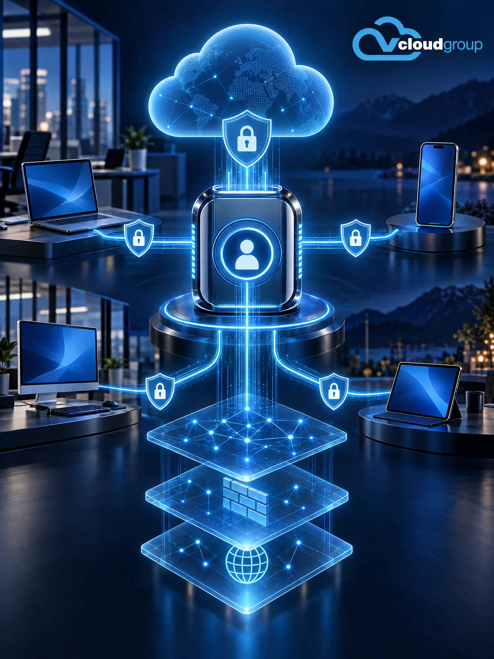 Conceptual portrait illustration of access and connectivity review for Cybersecurity