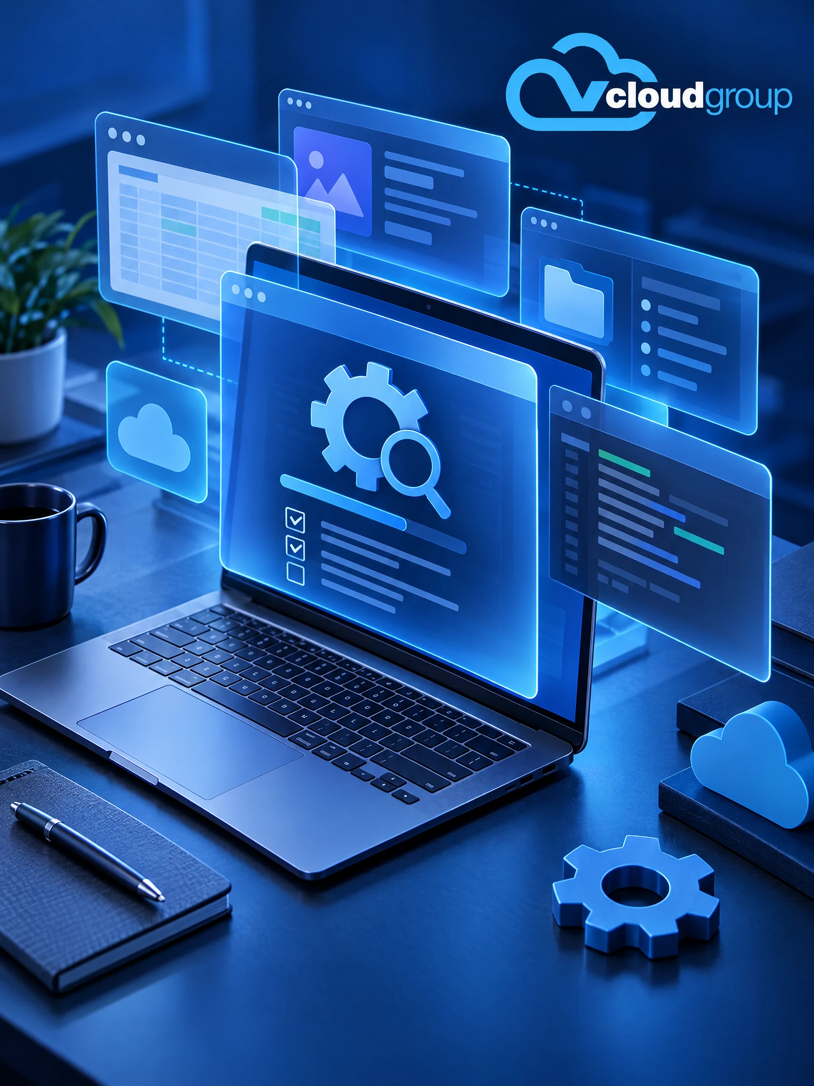 Conceptual portrait illustration of application support for IT Support