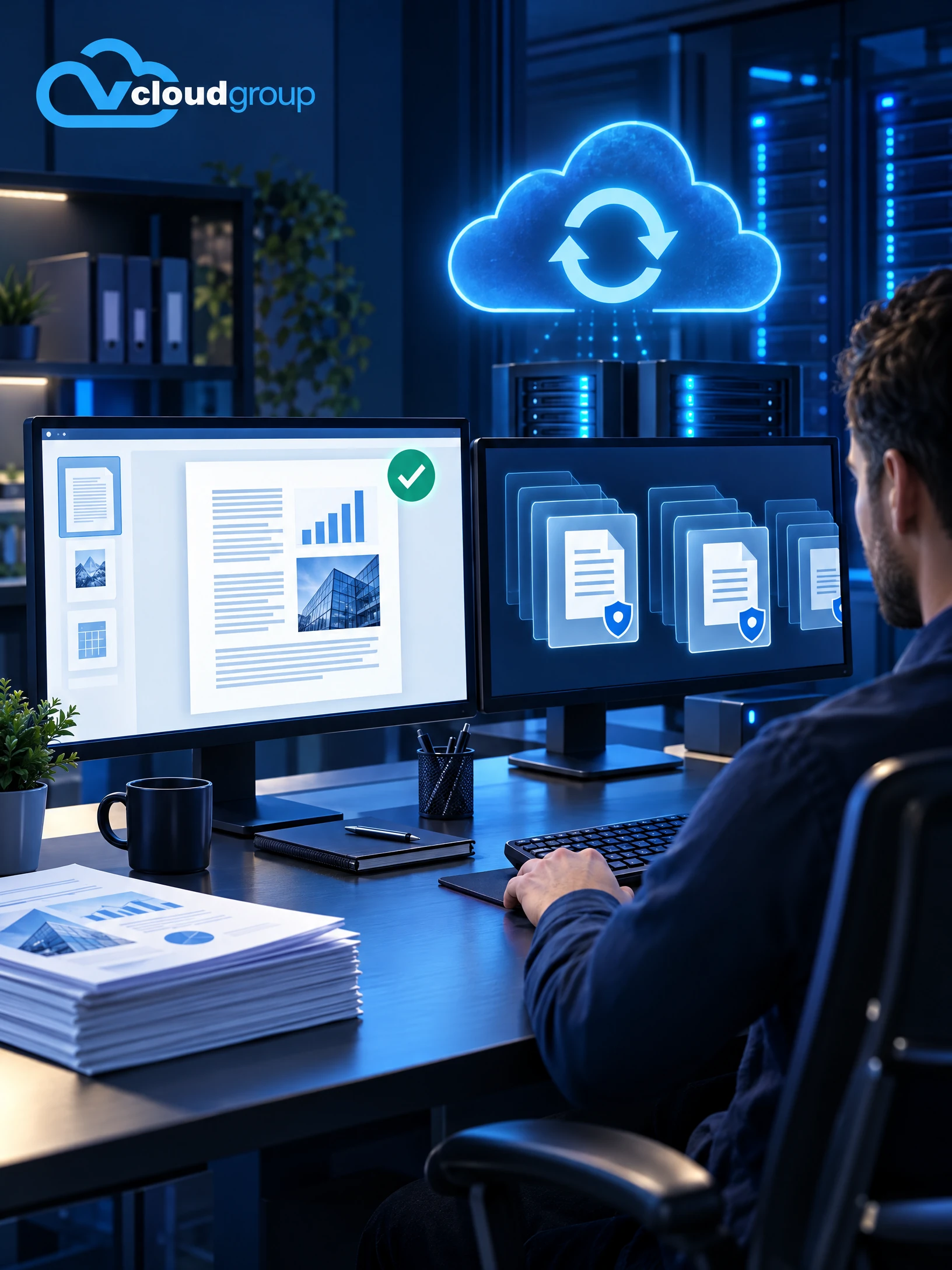 Conceptual portrait illustration of recovery testing for Microsoft 365 Backup