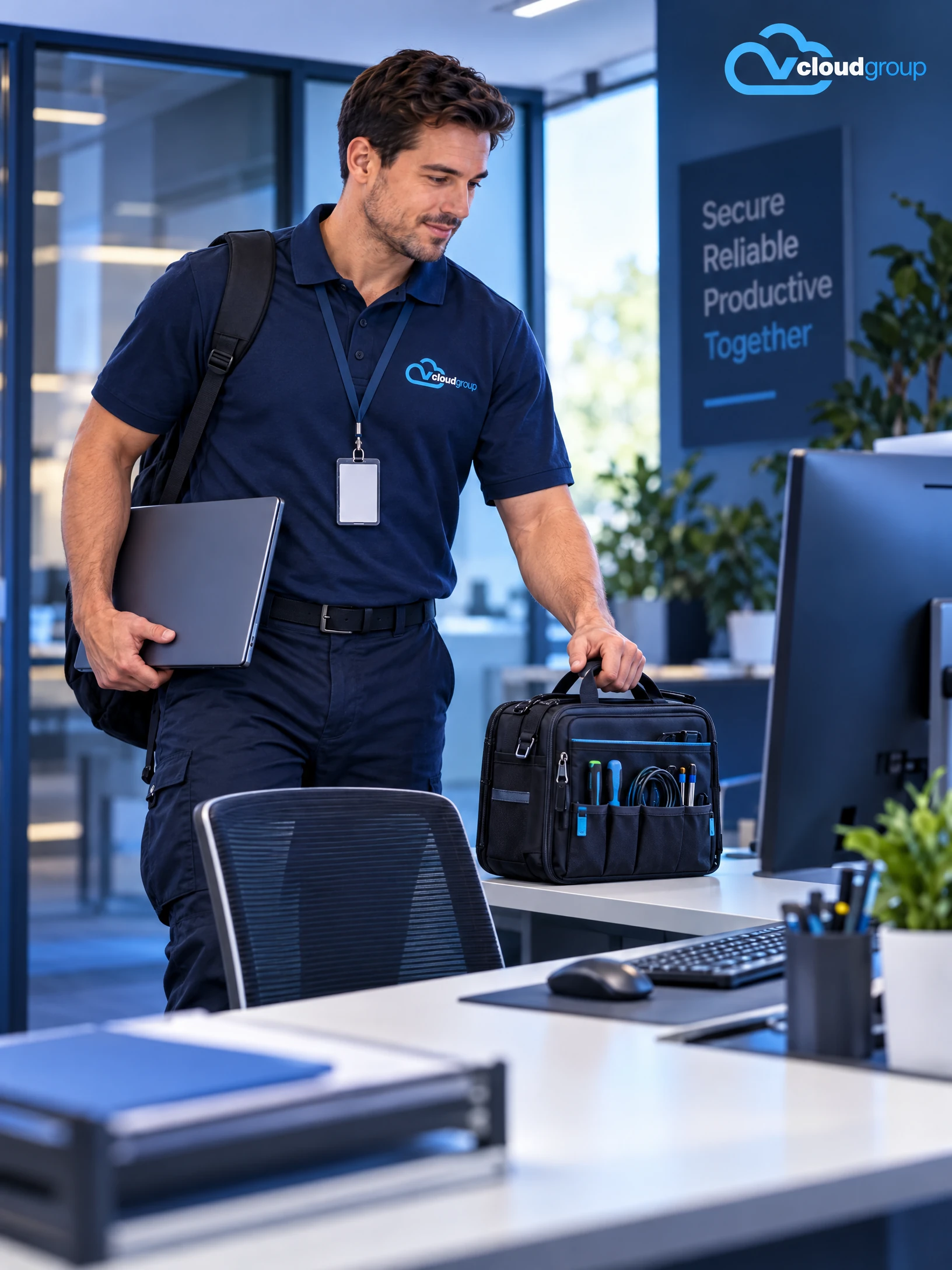 Conceptual portrait illustration of visit preparation for On-Site IT Support