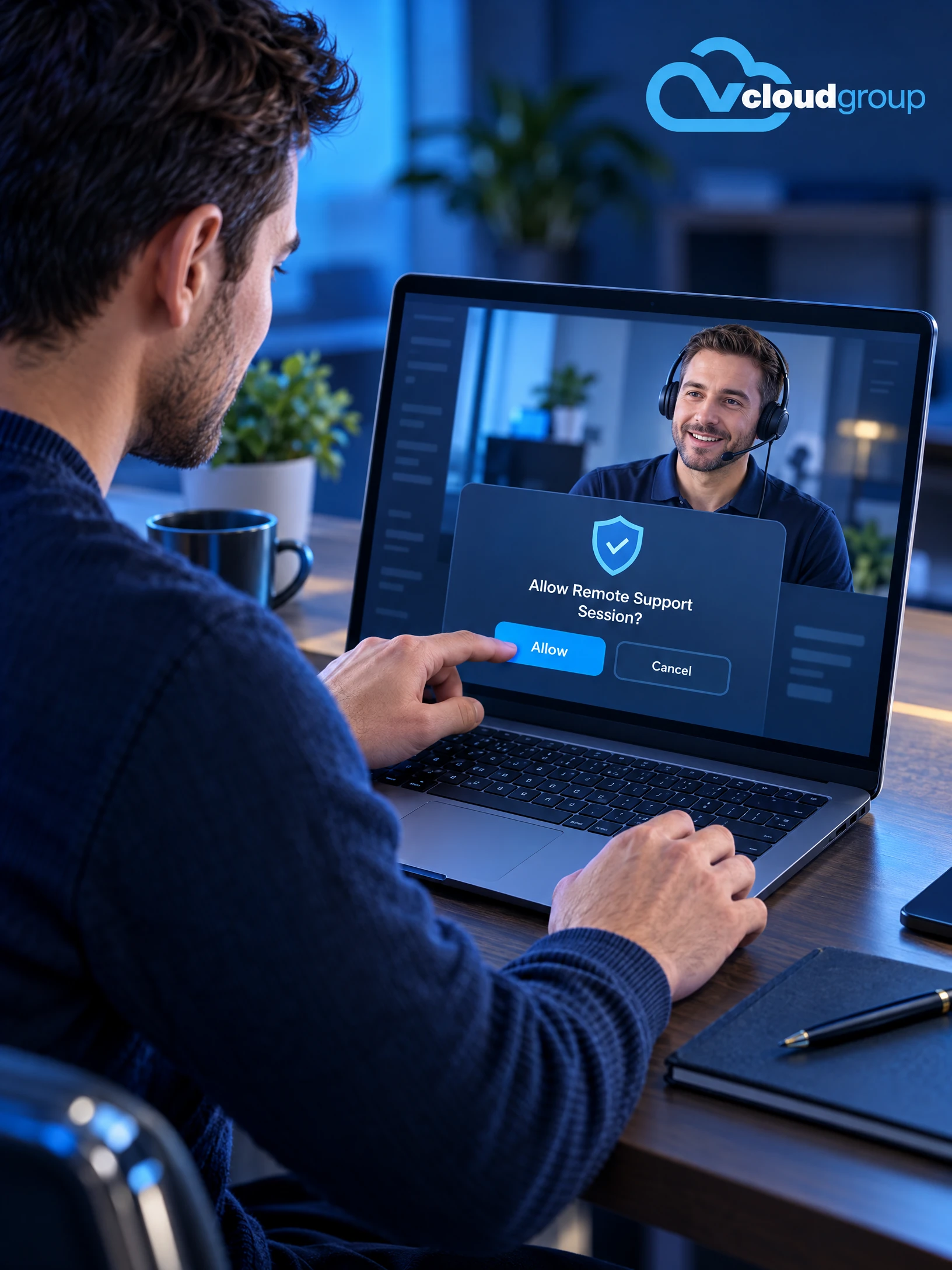 Conceptual portrait illustration of session consent for Remote IT Support