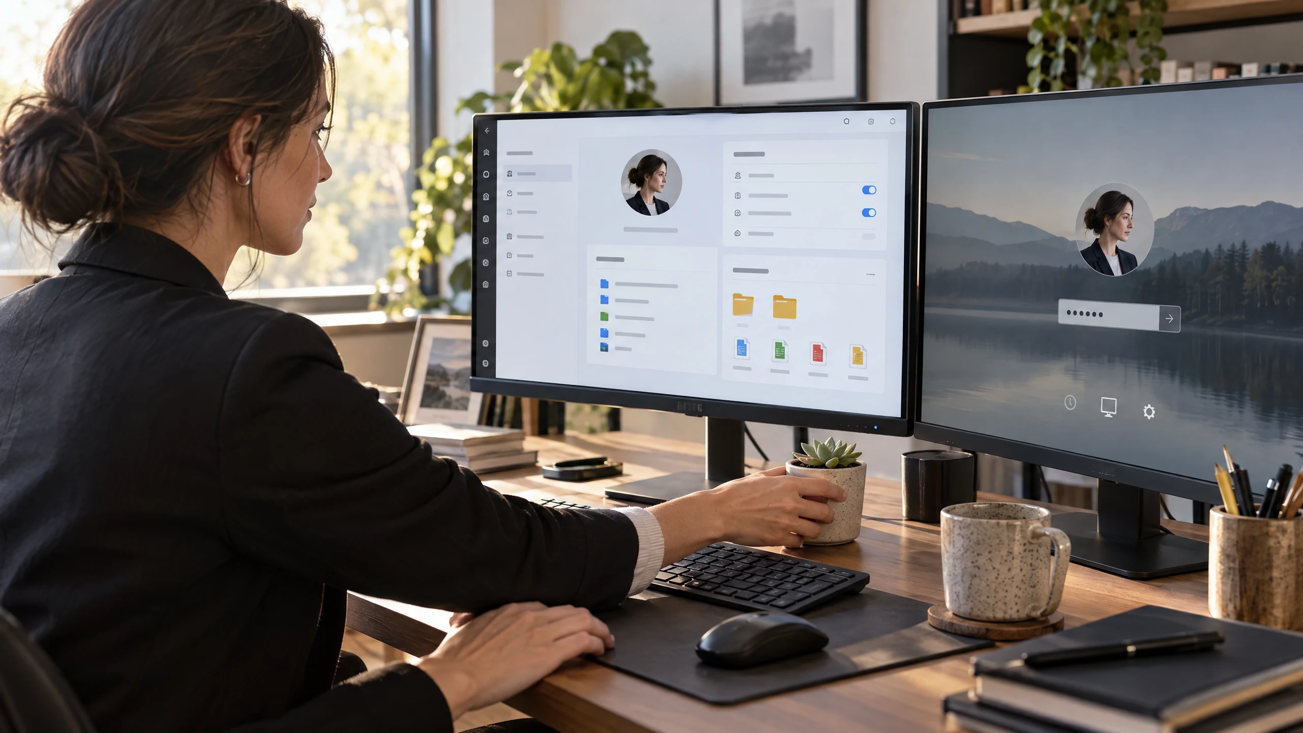 User reviewing personal settings and files carried into a generic hosted desktop profile (illustrative)